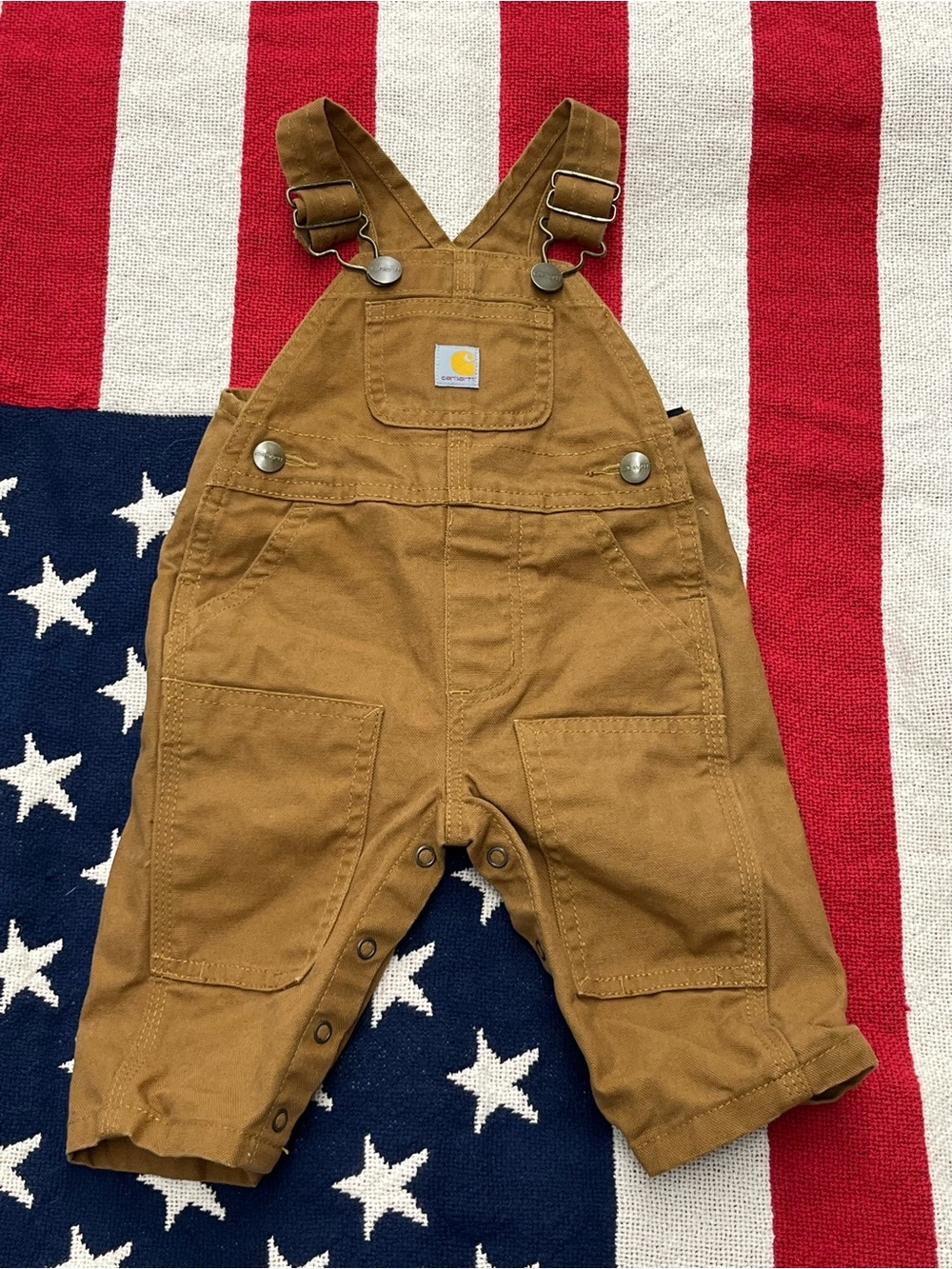 Carhartt Toddler Brown Duck Overalls with Adjustable Straps Size 3 Months